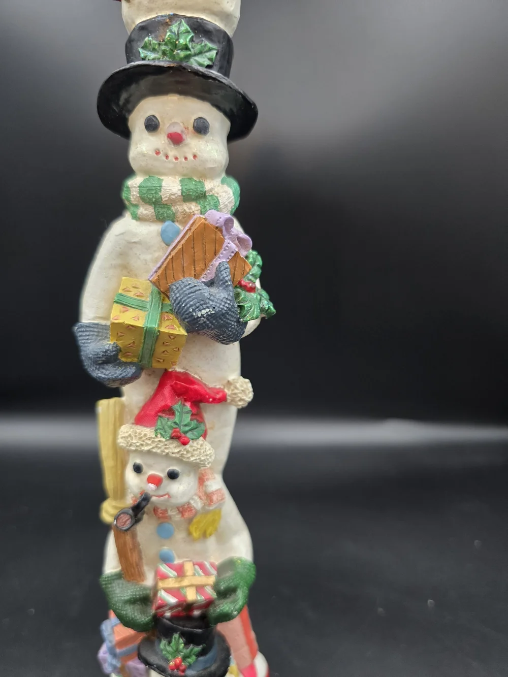 Stacked Snowmen Holiday Tower Figurine - Multicolor